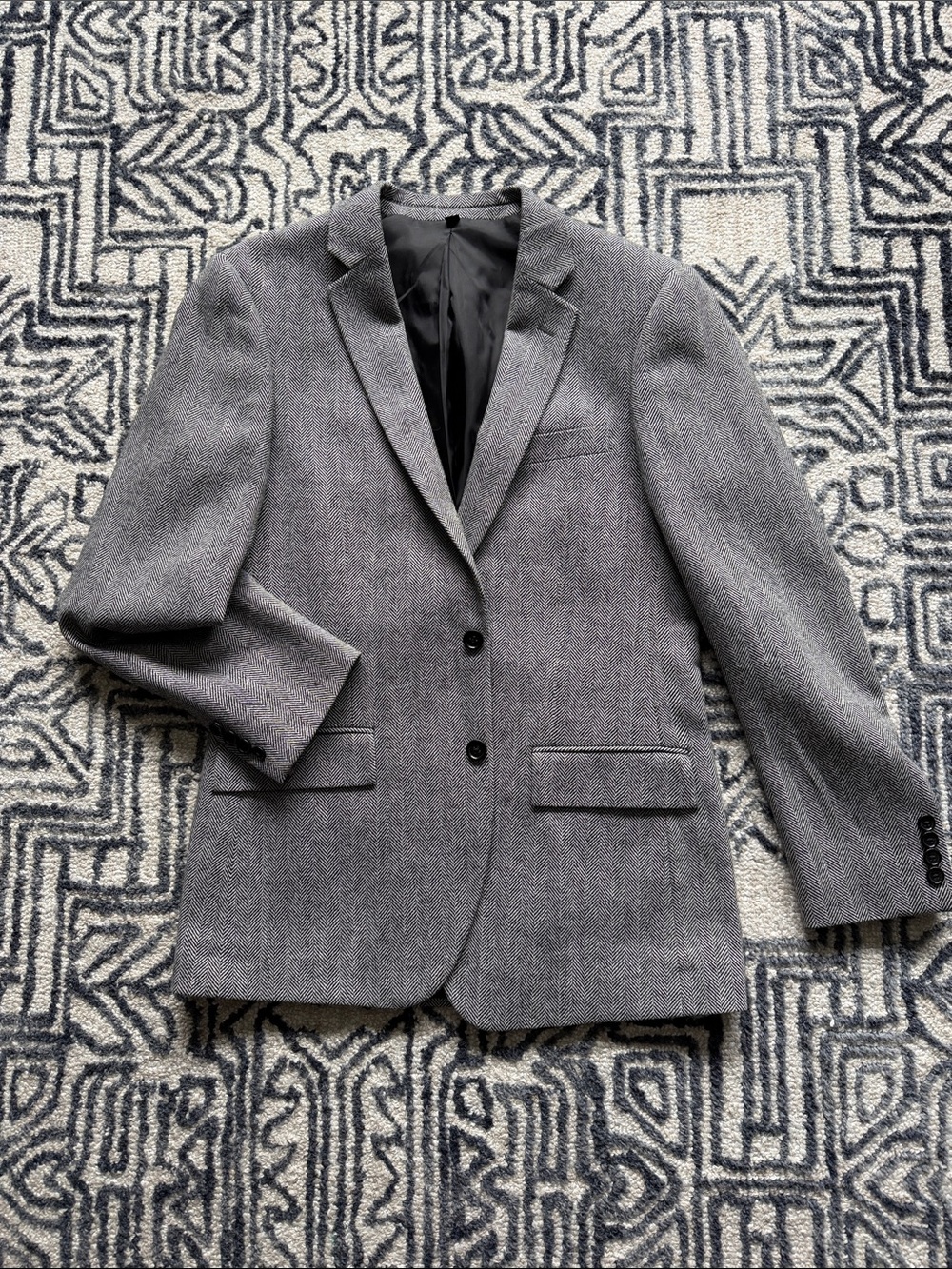 Men’s J. Crew Gray Textured Herringbone Wool-Blend Sport Coat Blazer 40R